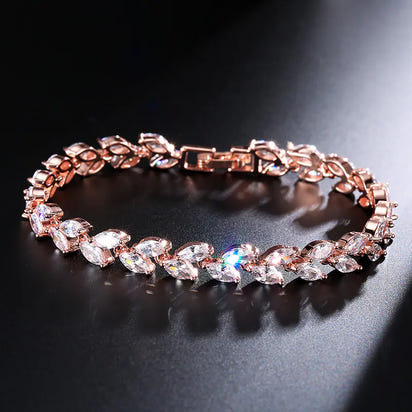 Willow Leaf Bracelet with AAA Zircon Stones