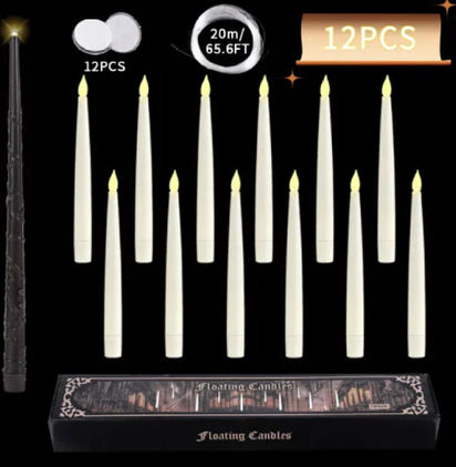 LED Floating Candles With Candle Sticks and Wand