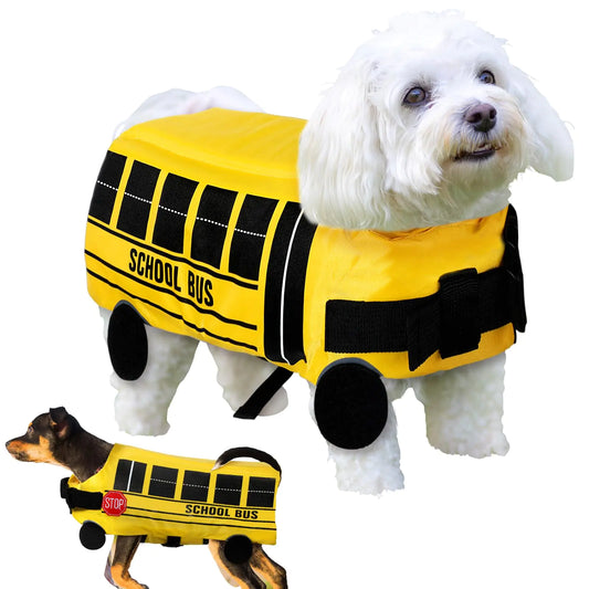 Halloween School Bus Pet Costume/ Water Flotation Vest Halloween (XL)