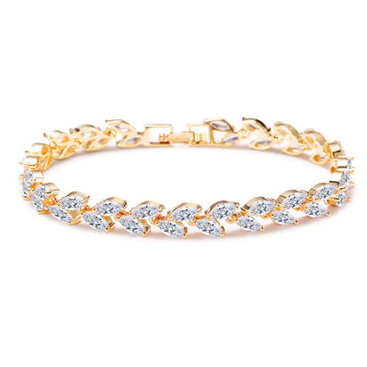 Willow Leaf Bracelet with AAA Zircon Stones