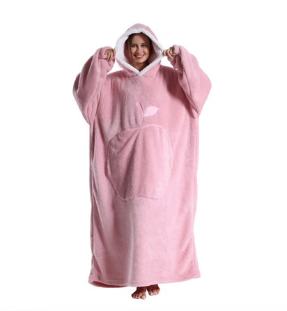 Wearable Oversized Hooded Blanket for Adults - Pink