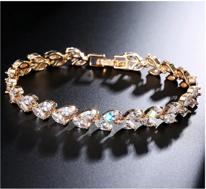 Willow Leaf Bracelet with AAA Zircon Stones