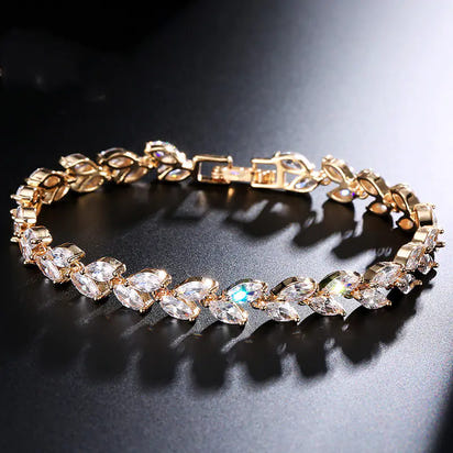 Willow Leaf Bracelet with AAA Zircon Stones