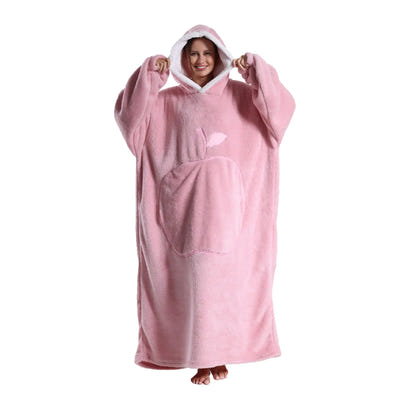 Wearable Oversized Hooded Blanket for Adults - Pink