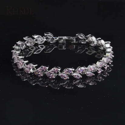 Willow Leaf Bracelet with AAA Zircon Stones