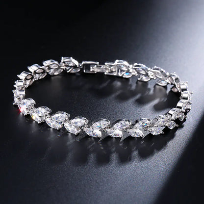 Willow Leaf Bracelet with AAA Zircon Stones